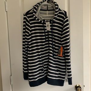 JAG Edie Zip up Blue White striped nautical hooded hoodie sweatshirt  brand new